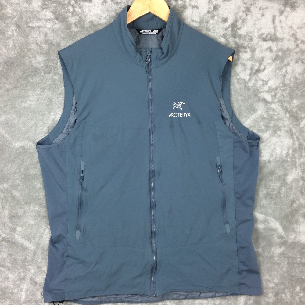 Arcteryx Mens Atom SL Vest Extra Large Blue XL Hiking Outdoor Pockets Full Zip